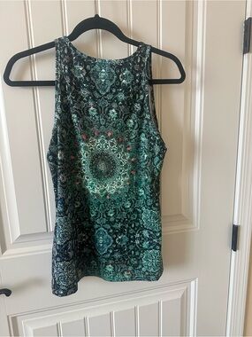 Emerald green, navy and white tank top top